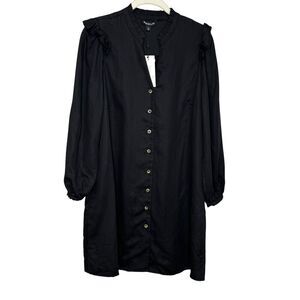 Whistles Dress Womens UK12 US8 Katie Button Through EcoVero Ruffle Long Sleeve